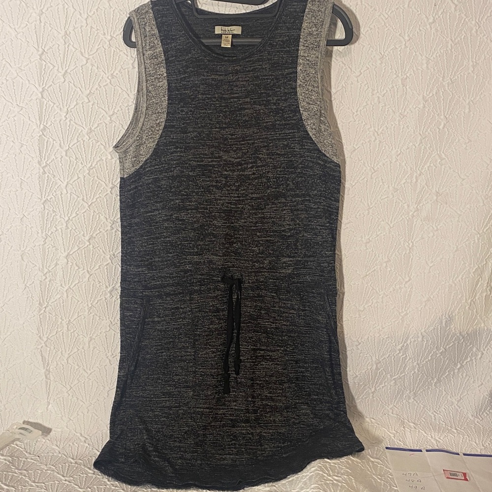 Nicole Miller Charcoal and Light Gray Midi Dress